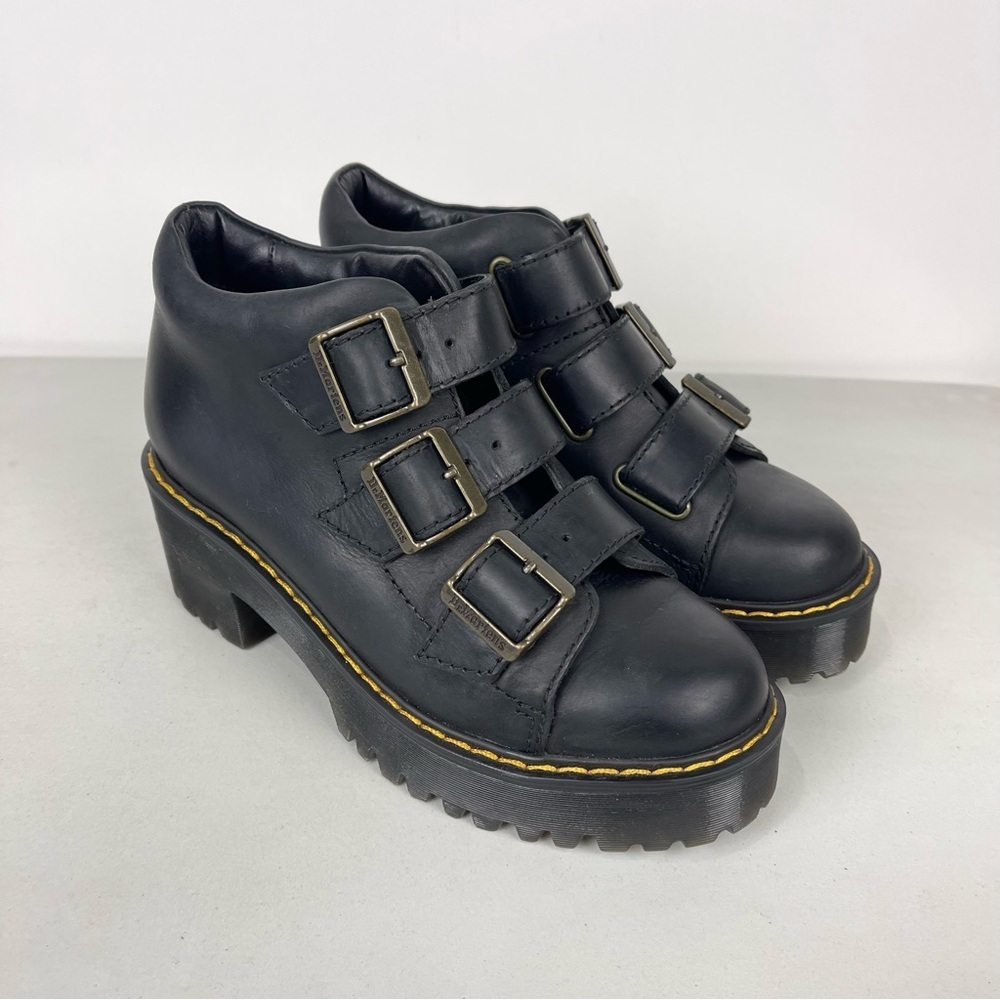 Dr. Martens Coppola Platform Ankle Boots Buckle Black Women's Size 5 Whimsigoth